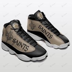 New Orleans Saints Air Jd13 Air Jordan 13 Sneakers 369 Jordan 13, New Orleans Saints, Dinosaur Print, Custom Shoes, Ladies Tops Fashion, Mens Tank Tops, Snug Fit, New Orleans, Sneakers Fashion