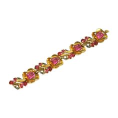 Pink Gold Bracelet, Retro Bracelet, Gold Link Bracelet, Pink Retro, Yellow Gold Bracelet, Rose Gold Metal, Baroque Fashion, Sapphire Diamond, Pink Tourmaline