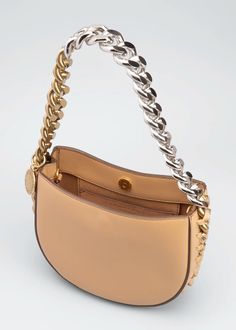 Stella McCartney Two-Tone Chain Small Shoulder Bag - Bergdorf Goodman Designer Satchel Shoulder Bag With Chain Strap, Designer Top Handle Shoulder Bag With Chain Strap, Designer Shoulder Bag With Chain Strap And Top Handle, Designer Top Handle Bag With Chain, Luxury Shoulder Bag With Chain In Crossbody Style, Luxury Shoulder Bag With Chain Strap And Top Handle, Luxury Everyday Bags With Chain Detail, Luxury Everyday Bags With Chain, Luxury Chain Shoulder Bag Crossbody