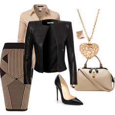 "Untitled #824" by bsimon623 on Polyvore Chique Outfits, Skirt Outfit, Mode Inspiration, Work Fashion, Office Wear, Black Jacket, Wearing Black