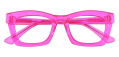 McKee Rectangle Reading Glasses - Neon Pink | Women's Eyeglasses | Payne Glasses Hot Pink Glasses, Glasses For Round Faces, Fancy Glasses, Round Prescription Glasses, Pink Eyeglasses, Pink Rectangle, Pink Glasses, Bifocal Glasses, Bifocal Reading Glasses