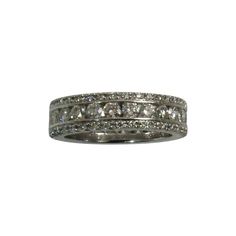 Favero, 18K white gold eternity band ring, set with 113 full cut round diamonds weighing 2.0 carats, G color, VS clarity. Finger size 6.5 Retail $7250