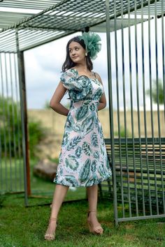 Get ready for sunny days in this charming Floral Midi Dress! It features a delightful White and Green Leaf print, perfect for summer or spring outings. With spaghetti straps and a sleeveless design, it's both stylish and comfy. Made from Georgette Satin, it's ideal for casual wear or holiday resort vibes. Slip into this lovely dress for a relaxed yet chic look, whether you're strolling on the beach or enjoying a brunch with friends. A must-have addition to any woman's wardrobe Item - Midi Dress Summer Floral A-line Party Dress, Sleeveless Midi Dress For Garden Party During Beach Season, Sleeveless Sundress For Summer Garden Party, Summer A-line Dresses For Garden Party, Sleeveless Maxi Dress For Summer Garden Party, Sleeveless Midi Dress For Summer Garden Party, Summer A-line Sundress For Picnic, Sleeveless Sundress For Beach Season Picnic, Multicolor Summer Midi Dress For Garden Party