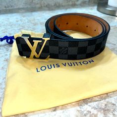 Selling My Lv Belt, Have Had It For 2 Years Now. Only Worn 4-5 Times. Really Not Interested In Wearing It Anymore. Feel Free To Dm Me To Ask Questions Or For Extra Images Of The Belt. Louis Vuitton Black, Not Interested, Louis Vuitton Accessories, Lv Belt, Dm Me, Black Gray, Black And Grey, Initials, Mens Accessories