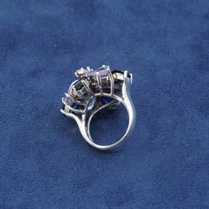 Size 8, vintage Sterling silver cocktail ring, solid 925 silver band with blue purple and pink cushion cut crystal, stamped 925 Thailand Pink Cushion, Expensive Rings, Silver Cocktail, Pink Cushions, Multi Stone Ring, Wide Bands, Cocktail Ring, Cushion Cut, Cocktail Rings