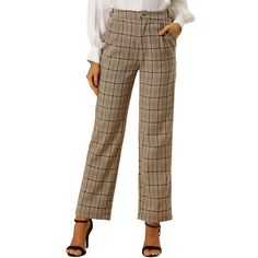 These pants are essential for dressing up or down. Lightweight fabric, covered in a plaid pattern, shapes these trendy trousers with a high-rise fit. How it is a bit high waist and how it gathers at the waist adding shape to the body. You may love everything about these trousers, from their regular fit to the elastic high-waist, which could double as a hiding mechanism for women with love handles. Style these trousers with a crop top and heels for the ultimate look. This fashionable and trendy c Light Academia Clothes, Trendy Trousers, Plaid Pants Women, Academia Clothes, Trendy Trouser, Pants Elastic Waist, Faux Suede Jacket, Long Trousers, Suede Dress