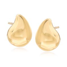 Ross-Simons - 14kt Yellow Gold Small Teardrop-Shaped Stud Earrings. Polished to a high shine in 14kt yellow gold, these teardrop-shaped studs are perfect for daily wear. Post/clutch, 14kt yellow gold teardrop stud earrings. Modern Yellow Gold Teardrop Earrings For Anniversary, 14k Gold Yellow Gold Teardrop Earrings With Polished Finish, Yellow Gold Bangle, Necklace Extender, Gold Rope Chains, Fine Jewelery, Natural Gold, Toggle Bracelet, Gold Paper