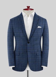 Infuse your wardrobe with a combination of style and panache with our Italian Murano Odi Blue Wool Linen Silk Jacket. Crafted from a blend of wool, silk, and linen, it provides a sumptuous look and feels. The classic odi blue shade with large checks exudes confident charm, making it perfect for both business and occasion wear. With a clean silhouette and ample room for movement, this jacket offers a great alternative to your usual business attire or formal wear. 
 
Look features a 2 button jacke Luxury Linen Blazer For Fall, Blue Linen Blazer For Semi-formal Occasions, Winter Silk Blazer With Notch Lapel, Elegant Linen Outerwear With Lapel Collar, Luxury Linen Blazer With Welt Pockets, Tailored Silk Outerwear With Long Sleeves, Tailored Luxury Linen Blazer, Luxury Linen Tweed Jacket With Notch Lapel, Luxury Tailored Linen Blazer