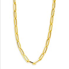 This Paperclip Chain Necklace Is Crafted From 14k Yellow Gold (Not Plated) 14k Yellow Gold Lobster Clasp Made In Italy New In Box Size Length, About 18" Formal Link Chain Necklace With Cable Chain, Formal Fine Jewelry Chain Necklace With Rectangular Links, Formal Cable Chain Necklace With Link Shape, Luxury Yellow Gold Paperclip Chain Necklace, Luxury Paperclip Necklaces For Formal Events, Luxury Formal Paperclip Necklace, Fine Jewelry Paperclip Chain Link Necklace, Fine Jewelry Paperclip Chain Necklace, Yellow Gold Paperclip Box Chain Necklace