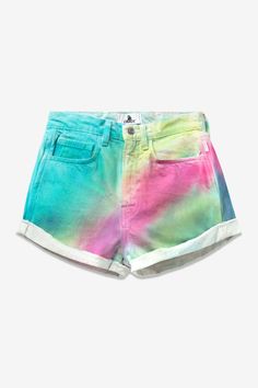 Jordache Premium Diy Clothes Hacks, Tie Dye Fashion, Short Models, Rainbow Tie, Tie Dye Outfits, High Rise Shorts, Clothing Hacks, Oversized Sweatshirt, Girly Fashion