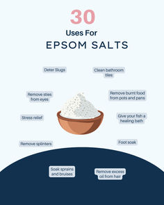 an info poster with the words 30 uses for epsom salts