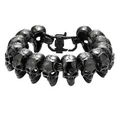 PRICES MAY VARY. Unleash your rebellious side with the FIGEDY Skull Bracelet for men. Made with sturdy stainless steel, this gothic-inspired wristband features a large skull link design that adds an edgy vibe to any outfit. With its high polish finish, it's sure to catch attention wherever you go. Experience the perfect blend of style and durability with the FIGEDY Skull Bracelet. Crafted from premium stainless steel, this bracelet is built to withstand daily wear and tear. Its comfortable 23.5C Black Skull Bracelets For Streetwear, Edgy Black Bracelet For Halloween, Edgy Black Halloween Bracelet, Gothic Adjustable Bracelet For Streetwear, Adjustable Gothic Bracelet For Streetwear, Black Punk Bracelet For Halloween, Black Metal Bracelets For Halloween, Black Metal Emo Bracelets, Black Metal Bracelet For Halloween