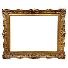 an ornate gold frame on a white background