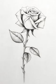 Téléchargez ces Photo premium sur Un dessin d'une rose avec des feuilles sur fond blanc ai générative, et découvrez plus de 60M de ressources graphiques professionnelles sur Freepik Black And White Rose Tattoo, Pirate Ship Tattoos, Rose Drawing Simple, Band Tattoos For Men, White Rose Tattoos, Rose Drawing Tattoo, Rose Sketch, Rosen Tattoo, Name Tattoo Designs