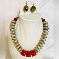 These Beautiful Himalayan Necklaces Having Unique Design Necklace Will Be A Perfect Touch To Your Outfit N Clothes. Metal Necklace With Large Beads For Gift, Metal Jewelry With Large Beads As Gift, Metal Jewelry With Large Beads For Gift, Festive Round Large Beads Jewelry, Traditional Nickel Free Round Beaded Necklaces, Artisan Red Jewelry With Silver Beads, Red Round Jewelry With Silver Beads, Red Jewelry With Silver Beads, Red Round Silver Beaded Jewelry