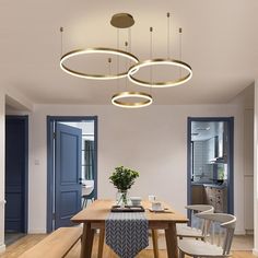 "3 Circle Sputnik Design Chandeliers Aluminum Acrylic Kitchen Lighting Dining Room Lighting Ceiling Light" Circle Chandelier, Kitchen Loft, Dining Room Chandelier Modern, Led Art, Tiered Chandelier, Kitchen Chandelier, Lustre Design, Gold Coffee, Dining Room Chandelier