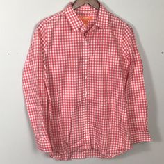 New Without Tags From Joe Fresh In A Women’s Size Medium. Orange And White Gingham Print, Long Sleeves, 100% Cotton. Preppy Gingham Tops For Spring, Spring Preppy Gingham Tops, Spring Gingham Preppy Tops, Preppy Gingham Shirt For Summer, Summer Preppy Gingham Shirt, Fitted Gingham Casual Shirt, Classic Plaid Shirt For Spring, Preppy Gingham Button-up Shirt, Classic Gingham Cotton Top