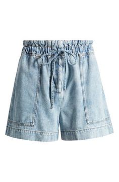 Deep pockets pay homage to the utilitarian roots of these lightly washed denim shorts completed by a drawstring waist. 3" inseam; 13 1/2" leg opening; 13 1/2" front rise Zip fly with hook-and-bar closure Drawstring waist Front patch pockets 55% cotton, 45% Tencel® lyocell Tencel lyocell is a sustainably produced fiber made with closed-loop processing Machine wash, tumble dry Imported Utility Denim Blue Jean Shorts For Summer, Medium Wash Shorts With Patch Pockets, Summer Jean Shorts With Patch Pockets, Denim Blue Utility Shorts For Summer, High Rise Jean Shorts With Patch Pockets For Summer, Summer High Rise Jean Shorts With Patch Pockets, Summer High-rise Jean Shorts With Patch Pockets, Medium Wash Utility Shorts, Utility Denim Jean Shorts For Summer