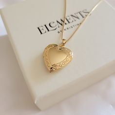 "Heart locket necklace. Wear it on it's own or layer it.  * we are not able to print your photo at the moment. you can cut out your own picture or order it online from site like postsnap Pendant details:  * Material: non tarnish gold filled * Measurements: 1.1' H 0.75' W Chain: 18K gold filled Comes in our gift ready packaging: vegan leather pouch for safe jewelry storing and branded box  GOLD FILLED Tarnish Resistant. Hypoallergenic. Long Lasting. Gold filled is affordable alternative to solid Lockets Necklace, Locket Picture, Gold Heart Locket Necklace, Necklace Photo, Gold Heart Locket, Gold Locket Necklace, Picture Necklace, Heart Locket Necklace, Jewelry Words