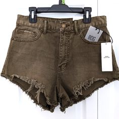 $5 Bundle Dealurban Outfitters Army Green Denim Cheeky Short. Tag On. Bundle Has To Have At Least 3+ Items To Ship Grunge Cotton Shorts With Pockets, Grunge Cotton Jean Shorts With Pockets, Casual Distressed Cotton Shorts, Casual High Waist Distressed Bottoms, Casual Distressed Cotton Jean Shorts, Short Jeans With Frayed Hem For Fall, Trendy Cutoff Cotton Jeans, Distressed Short Bottoms For Fall, Relaxed Fit Distressed Bottoms For Day Out