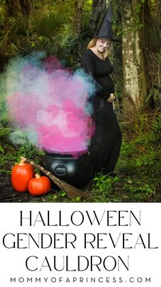 Looking for a unique way to announce your baby's gender? Check out this Halloween Gender Reveal Cauldron! Filled with spooky fun and excitement, this reveal idea will delight your guests and make your special moment unforgettable. Learn how to create your own magical cauldron and reveal your baby's gender in a truly enchanting way. Witch Cauldron Gender Reveal, Oct Gender Reveal, Powder Gender Reveal Ideas, Gender Reveal Witches Brew, Gender Keeper Ideas, Gender Reveal Cauldron, Cauldron Gender Reveal How To, Boo Or Ghoul Gender Reveal, Halloween Gender Reveal Ideas For Party