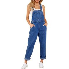 *A Super Chic Style That Sets The Trend When You Choose This Juniors Denim Overalls. Constructed In Stretch Denim Material. Women's Denim Jeans Overalls, Cute Overalls For Women, Womens Bib Overalls Denim. *Long Overalls For Women In Casual Fit, Feature Adjustable Straps With Buckles And Side Button Closure, Making It Easier To Flatter Your Figure. Vintage Solid Color Could Match With Kinds Of Tops For Unique Daily Look. *Front Bib Pocketed, Side Functional Pockets And Back Pockets. Its Optional Jeans Jumpsuits For Women, Overalls Jeans, Overall Pants, Long Overalls, Overalls Denim, Cute Overalls, Overalls For Women, Blue Overalls, Jeans Overall