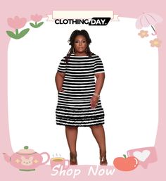 Plus Size Women Summer Stripe Ruffle Dress Striped Ruffle Dress For Day Out, Striped Dresses With Ruffles For Day Out, Striped Ruffled Dress For Day Out, Striped Mini Dress With Ruffles And Short Sleeves, Striped Short Sleeve Dress With Ruffles, Casual Striped Midi Dress With Ruffles, Striped Ruffle Midi Dress For Day Out, Summer Stripes, Clothing Plus Size