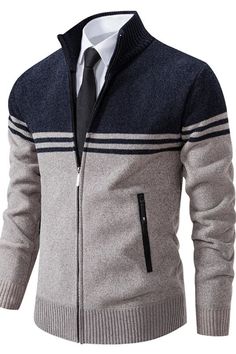 Men's Winter Fleece Sweater Stand Collar Zip Cardigan Zip Cardigan, Fleece Sweater, Stand Collar, Snug Fit, Collar