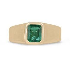 ad eBay - Setting Material: 14K Yellow Gold. Setting Style: Bezel-Solitaire. Setting Weight: 9.5 Grams. Diamond Mens Ring, Remarkable 2, Bezel Set Ring, Solitaire Setting, Colombian Emeralds, Set Ring, Emerald Diamond, Natural Emerald, Ring Gold