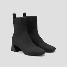 Regina Pro Square-toe Water Repellent Boots in Black | VIVAIA Ankle Booties, Repellent, Water Repellent, Timeless Elegance, Heeled Boots, Block Heels, Womens Boots, Leather Straps, Ankle Boots