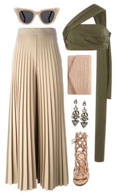 "For One Thing" by silhouetteoflight ❤ liked on Polyvore featuring Givenchy, Baja East, Gianvito Rossi, Emily Cho, Nocturne and Illesteva Pleated Fabric Dress, Pleated Pants Outfit, White Crop Tops, Casual Chic Outfit, Pleated Pants, White Crop, Spring Outfits Casual, Polyvore Outfits