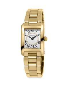 Frederique Constant Carree Watch, 23mm Frederique Constant, Paris Decor, Seiko Watches, Gold Plated Bracelets, Engraved Items, Roman Numerals, Baroque Pearls, Stainless Steel Bracelet, Stainless Steel Case