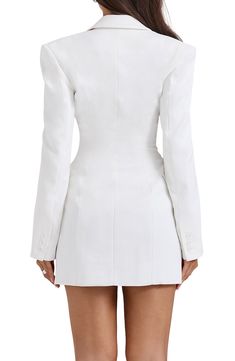 Seductively mix business with pleasure in this mini blazer-dress tailored in a sculpted silhouette with sharp, structured shoulders, a plunging neck and a nipped-in waist. Exclusive retailer Front button closure Notched lapels; plunge neck Long sleeves with padded shoulders and three-button cuffs Front flap pockets Lined 80% polyester, 17% viscose, 3% spandex Dry clean Imported Mini Blazer, Blazer Mini Dress, Plunging Neck, House Of Cb, Long Sleeve Blazers, Nordstrom Store, Fabric Gifts, Senior Year, Free Fabric