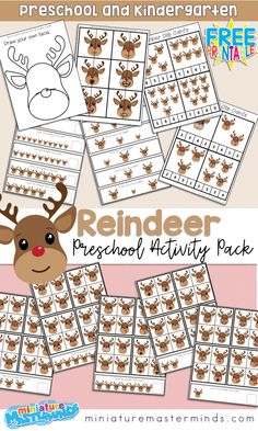 reindeer preschool activity pack with free printables