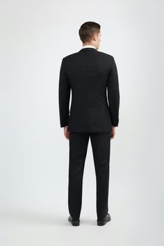 DESCRIPTION The Classic Black Peak Lapel Tuxedo sets the standard in formal ware for any special event. Our tuxedos are made from only the highest-quality super 150’s and super 120’s Merino wool, silk and cashmere. We tirelessly evaluate thousands of fabrics before choosing the best in the industry. The satin lapel and stripe on the pant leg set this apart from a traditional suit taking your look to a whole new level, Formal Tuxedo Sets With Slim Fit, Classic Formal Sets With Custom Fit, Tuxedo Suits For Black-tie Gala Events, Classic Tailored Black Sets, Tuxedo For Black-tie Events And Galas, Slim Fit Tuxedo Suit For Formal Occasions, Black-tie Gala Tuxedo Suits, Classic Black Double Breasted Suit For Evening, Tailored Tuxedo Suits For Gala