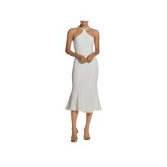 Manufacturer: Dress The Population Style Type: Midi Dress Collection: Dress The Population Sleeve Length: Sleeveless Material: 95% Polyester/5% Spandex Fabric Type: Crepe Specialty: Halter Sku: BH5881265 Size: L.  Color: Off-White.  Gender: female.  Age Group: adult. Fitted Halter Neck Sleeveless Dress For Brunch, Stretch Elastane Dresses For Brunch, Fitted Sleeveless Halter Dress For Brunch, Sleeveless Elastane Halter Dress For Party, White Sleeveless Stretch Midi Dress, Summer Stretch Halter Dress In Elastane, Stretch Summer Halter Dress, Stretch Elastane Halter Dress For Summer, Fitted Sleeveless Elastane Halter Dress