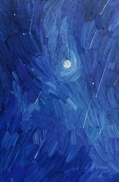 an abstract painting of the night sky with stars