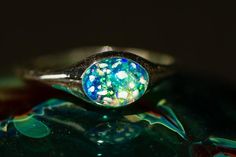 Rainbow, Size 9- Silver Oval Ring by Spirit Pieces Jewelry $69.00 | Spirit Pieces Cremation Glass Art, Cremation Jewelry Ring, Silver Oval Ring, Memorial Art, Cremation Ring, Memorial Ring, Pet Memorial Jewelry, Pet Cremation, Pet Ashes