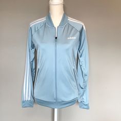 Liz Core, Light Blue Adidas, Pastel Jacket, Color Celeste, Racer Jacket, Adidas Jackets, Everyday Outfit, Cute Everyday Outfits