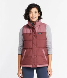 Women's Mountain Classic Down Vest, Colorblock | Vests at L.L.Bean Down Vest, Outdoor Hiking, Ll Bean, L L Bean, Outerwear Women, Stand Collar, Down Jacket, Water Repellent, Vest Jacket