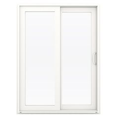 a white sliding glass door on a white background with the bottom panel open and side panels closed