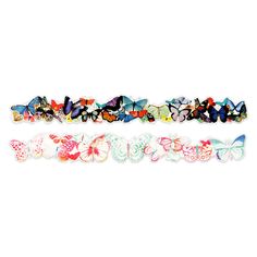 three different types of butterfly stickers in various colors and sizes on a white background