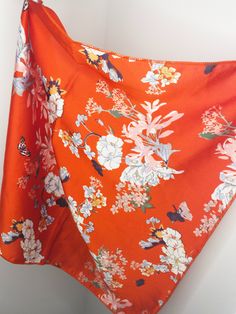 Bandanas orange - alfieyewear Chic Red Silk Scarf For Summer, Floral Print Bandana For Summer, Summer Floral Print Bandana, Orange One Size Scarves, Trendy Summer Silk Scarf With Floral Print, Summer Satin Scarves As Gift, Summer Floral Print Silk Scarf As Gift, Red Floral Print Silk Scarf For Summer, Satin Scarves For Summer Gift