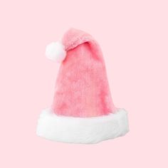 Luxe Pink Santa Hat Pink Novelty Winter Hats, Novelty Winter Mini Cap, Pink Winter Party Hats, Novelty Mini Cap For Winter, Adjustable Christmas Hat As Gift, Winter Party Hat With Fun Style, Winter Party Costume Hat, One Size Fits Most, Trendy Mini Hats For Winter Parties, Whimsical Winter Hats For Gifts