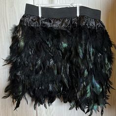 Reposhing This Item I Purchased From @Thefrankenfinds. Loved It, But Ready To Rotate For Something New. Measurements Are 28” Stretches To 40”, Hips 37”, Length 17”. This Is A Very Cool Piece. The Feathers Really Shine With Movement. Questions? Leave A Comment Below! Feather Skirt, Something New, Feathers, Womens Skirt, A Line, Skirt, Women Shopping, Black, Color