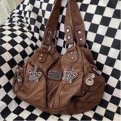 45521065902301 Brown Y2k, Y2k Shoulder Bag, Y2k Aesthetic Fashion, Shoulder Bag Vintage, Floral Bags, Bags Aesthetic, Vintage Purses, Casual Tote, Bag Vintage