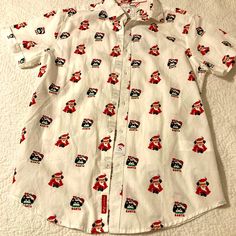 Christmas Button Down Short Sleeve Shirt. Nwt Can Sell With Other Child’s Clothing Items As A Bundle Or Individually. Make Me An Offer! Cat Friendly Home / Smoke Free. Christmas Buttons, White Short Sleeve Shirt, Denim Flowers, Flower Shorts, Red Flannel, Button Down Short Sleeve, Button Down Shirt Mens, Slim Denim, Slim Fit Shirt