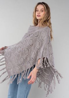 Bohemian Vintage-Inspired Crochet Poncho | LOVESTITCH One Size Knit Poncho With Fringe, Bohemian Knit Poncho With Fringe, Hippie Poncho With Tassels, Bohemian Open Knit Poncho One Size, Bohemian Open Knit Shawl, One Size Bohemian Open Knit Poncho, Crochet Poncho, 70s Inspired, Vintage Bohemian