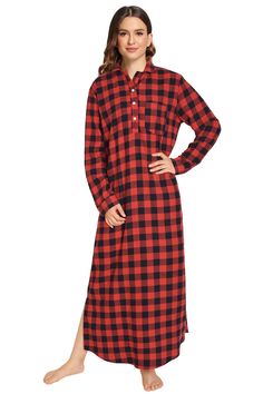 Plus Size Pyjamas, Long Sleeve Nightgown, Long Nightdress, Flannel Nightgown, Classic Pajamas, Cotton Nightgown, Plus Size Pajamas, Flannel Women, Women's Nightgowns