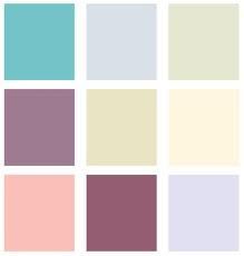 the color palette is shown in shades of pink, blue and green with white squares